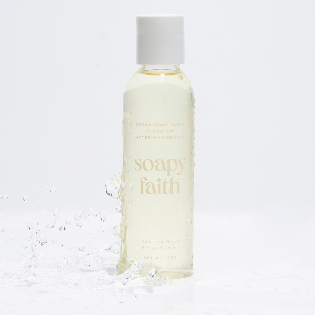 Soapy Faith – Dream Body Gloss After Shower Body Oil Vanilla Halo